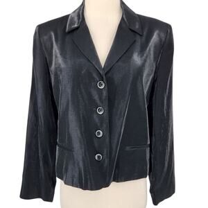 Vintage Harve Benard Black iridescent Shimmer Blazer Evening Jacket Black SZ 8